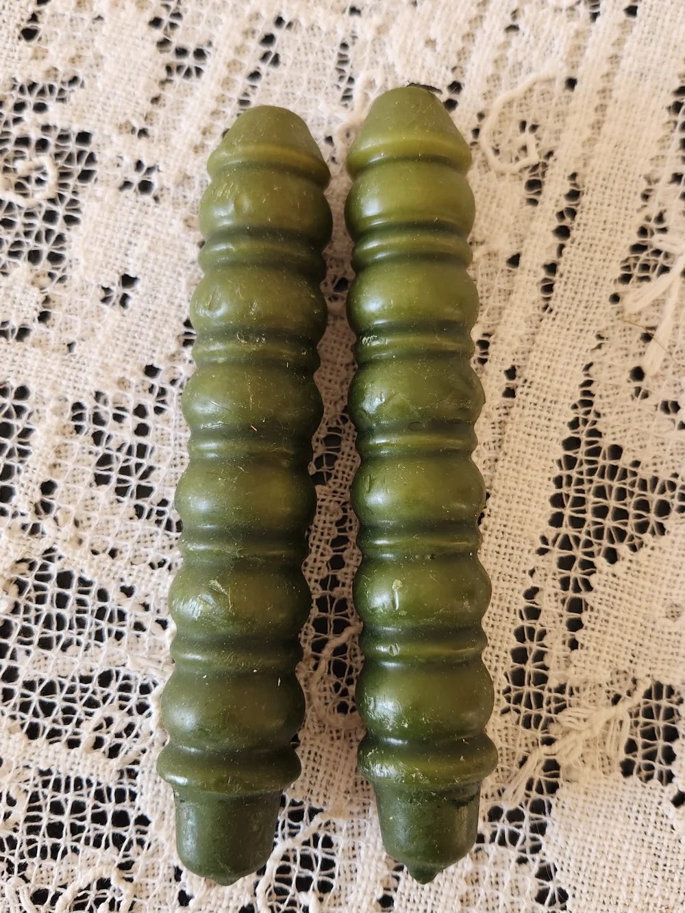 Olive Green Decorative Taper Candles - Set of 2